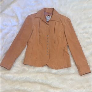 peach colored leather jacket